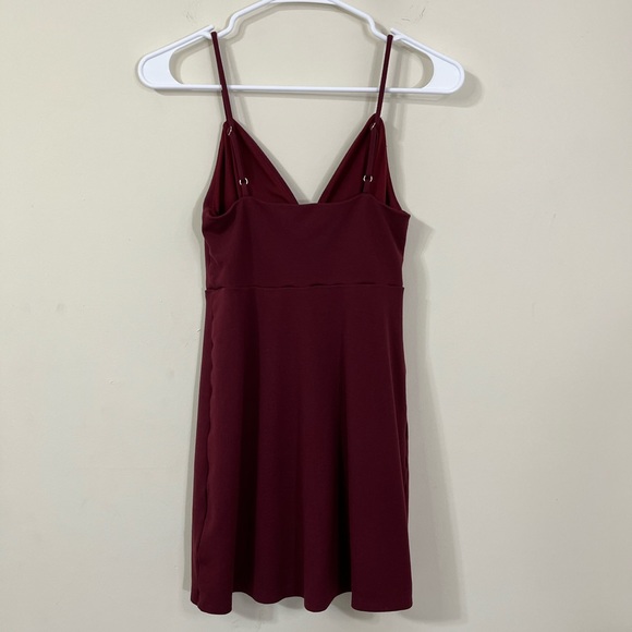Urban Outfitters Ponte Lace Up Mini Dress in Burgundy - Picture 8 of 8